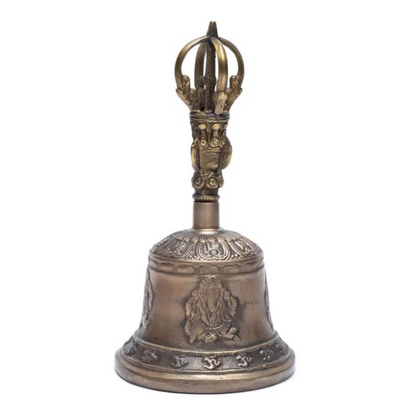 Dorje et cloche en bronze avec gravures de Ganesh. 2 tailles au choix de 17 à 22 cm. Très belles qualités pour ces outils sacrés !