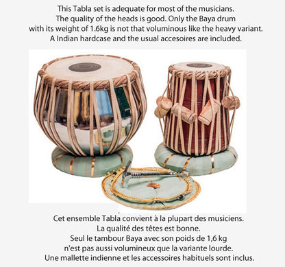 Tabla Indien traditionnel avec sac de transport, marteau et coussins. Ø Dayan: 19cm x 28cm de haut, 4,8kg/ Bayan: 30cm !