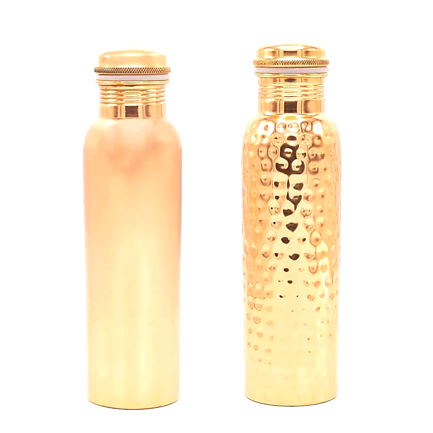 Bouteille en cuivre (Tamba) - 2 finitions au choix : lisse ou martelée - 0,9 L – 350 gr - Fait en Inde !