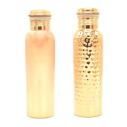 Bouteille en cuivre (Tamba) - 2 finitions au choix : lisse ou martelée - 0,9 L – 350 gr - Fait en Inde !