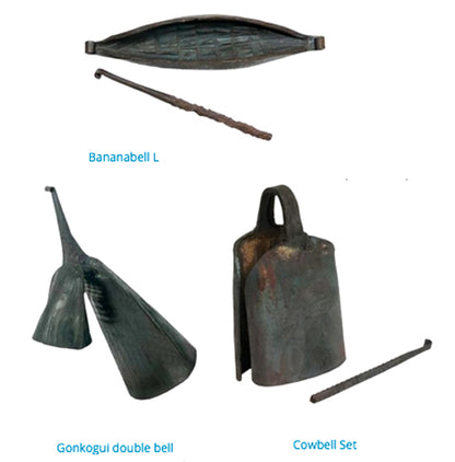 Cloches Africaine en métal de 12 à 31 cm. Parfait pour les stands de percussions !