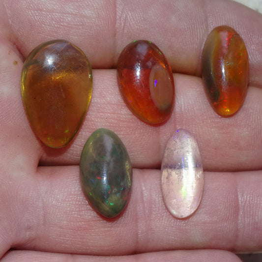 Opale multi-feu, cabochons au choix de 1,9x0,8x7 mm à 23x15x0,9. L'authentique et mythique pierre pafait en bijouterie, collection ,exposition...!