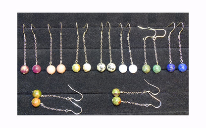 Boucles d'oreilles - Collection 'Perles & chaînes', concept Gem & Zen, qualité AA à AAA, montées par 'Zen Curiosity'. Argent, laiton ton Argent ou doré + options pour des choix de montures, parfait !