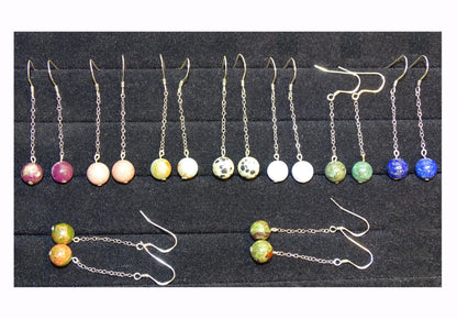 Boucles d'oreilles - Collection 'Perles & chaînes', concept Gem & Zen, qualité AA à AAA, montées par 'Zen Curiosity'. Argent, laiton ton Argent ou doré + options pour des choix de montures, parfait !