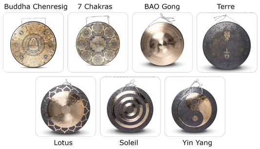 Gong 2025 – motifs au choix, Ø 55-70 cm, avec maillet, son fascinant et hypnotisant pour méditation et relaxation