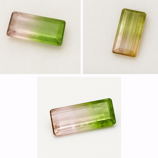Tourmaline melon d'eau/ pastèque, 3 pierres fines au choix ou en lot de 7mm x 4 x 3 environ - 0,80 carat environ. Parfait en bijouterie, collection ,exposition...