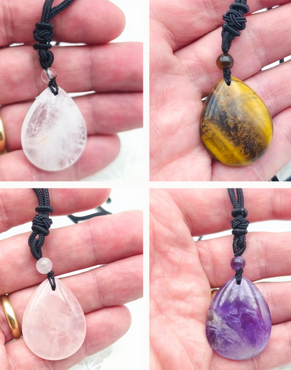 Pendentifs au choix à l'unité en forme de goutte + une perle sur cordon fantaisie – Qualité AA à AAA – ± 20 x 15 mm