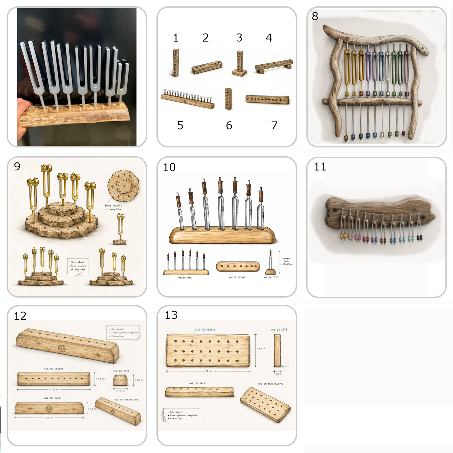 Support bois pour diapasons fait main - Réalisation sur mesure selon vos besoins et vos envies !