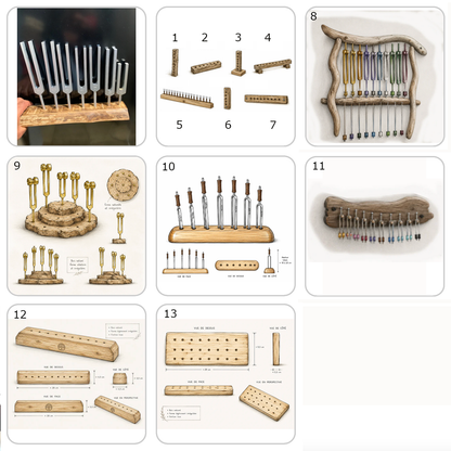 Support bois pour diapasons fait main - Réalisation sur mesure selon vos besoins et vos envies !