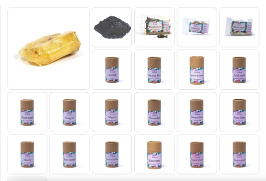 Encens en résine naturelle pure, à brûler sur charbon. de 15 à 31 gr. - 21 parfums au choix ! Parfait pour composer soi même les mélanges suivant besoins !