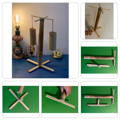 Support bois pliable et démontable pour carillons Koshi/Zaphir – 48 cm, léger, transport facile, création Zen Curiosity