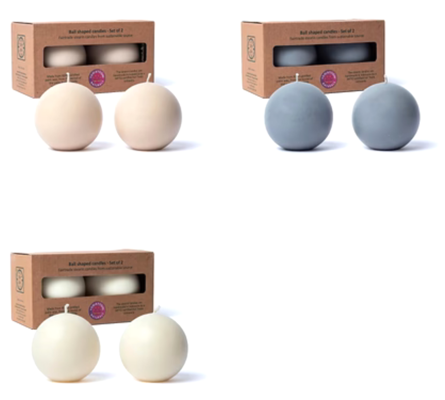 Set de 2 Bougies rondes non parfumé - 7,5cm - Combustion 25/ 26H - A la stéarine végétale 100% naturelle issue de l'agriculture raisonnée. Pas de fumée, flamme stable, mèche en coton !