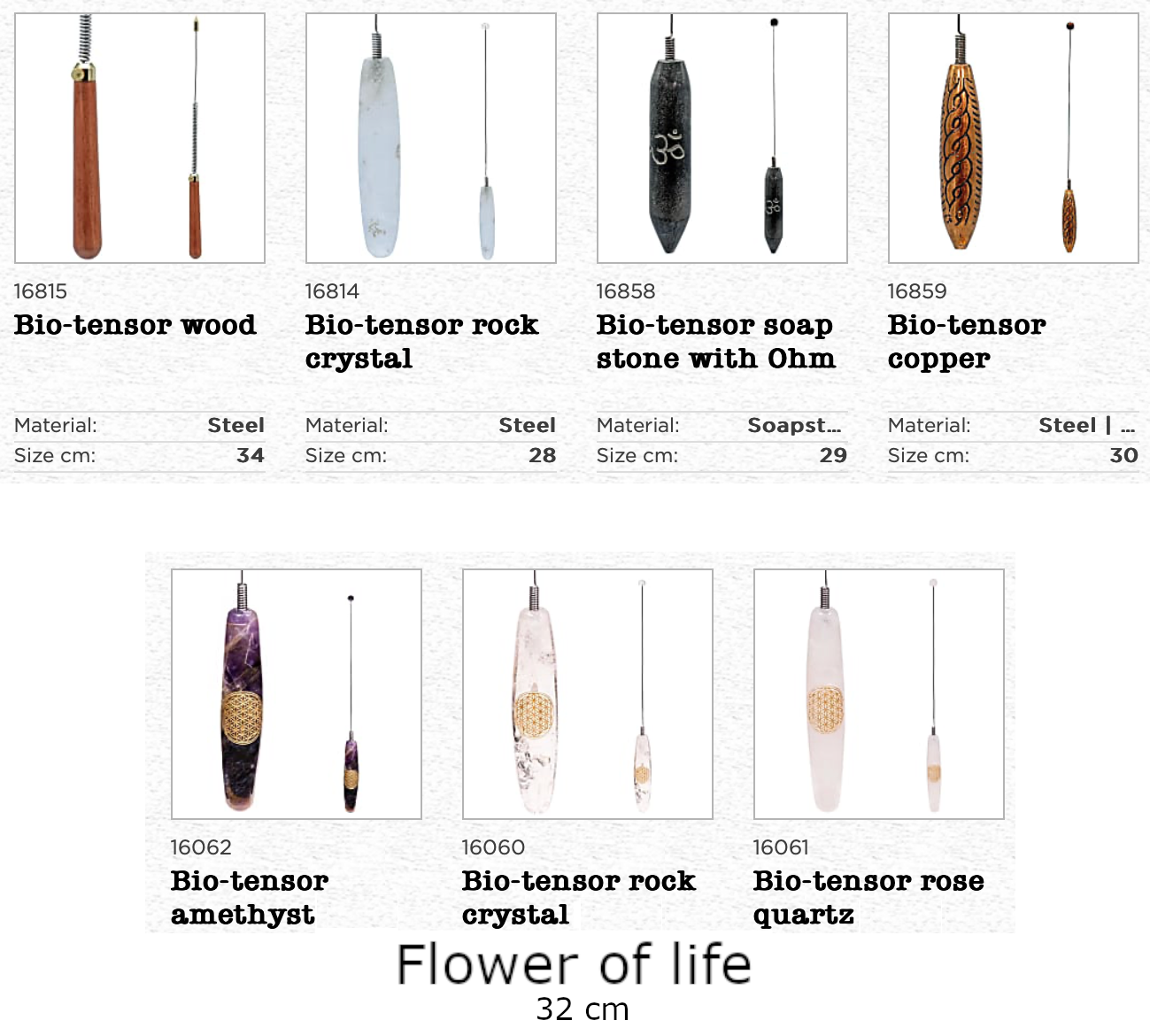 Sélection de bio tenseur, de 28 à 34 cm, 104 à 169 gr - 8 modéles au c ...