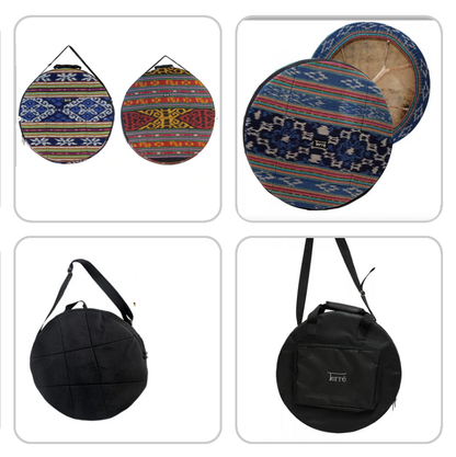 Sélection de couvre-peau et de housse spéciale pour tambour - Modèle au choix en nylon ou tissus bleu ou rouge - Ø de 30 à 100 cm !