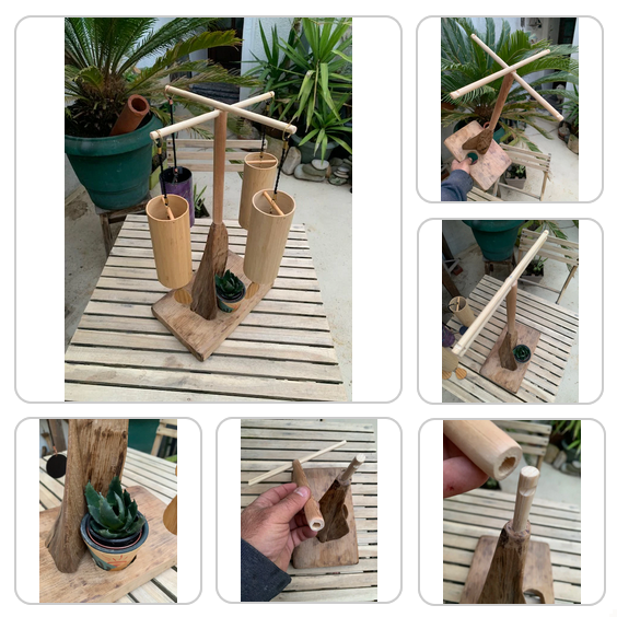 Support en bois de chêne, tronc démontable et branches pliables, avec poignée, pour carillons Koshi/Zaphir – 46 x 25 x 16 cm, création Zen Curiosity