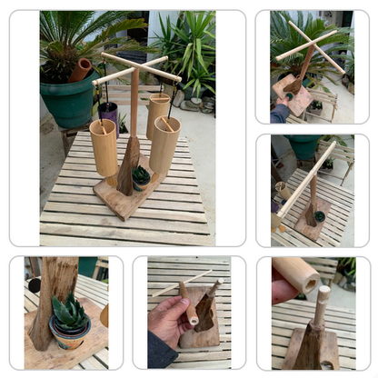 Support en bois de chêne, tronc démontable et branches pliables, avec poignée, pour carillons Koshi/Zaphir – 46 x 25 x 16 cm, création Zen Curiosity