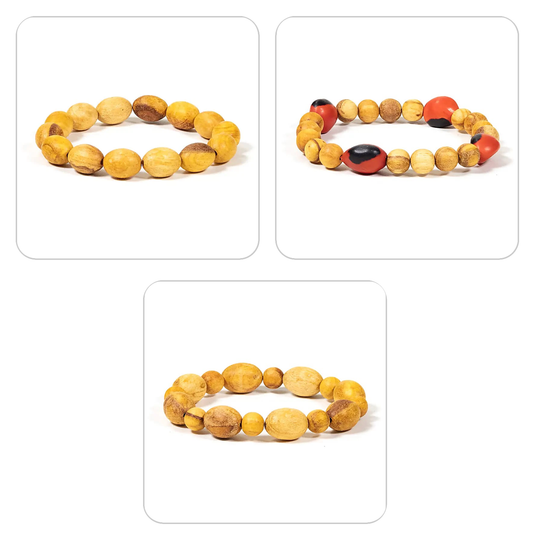 Palo santo (bois), 3 modèles de bracelets au choix en perles rondes de 8 à 14 mm