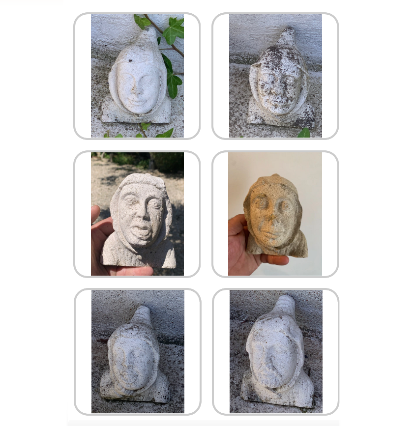 RARE : 6 Statuettes / Mascarons de nains sculptés en pierre – Anciennes pièces d'un château – Vendus à l’unité