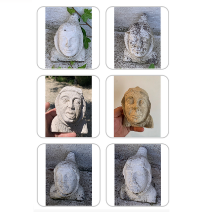 RARE : 6 Statuettes / Mascarons de nains sculptés en pierre – Anciennes pièces d'un château – Vendus à l’unité