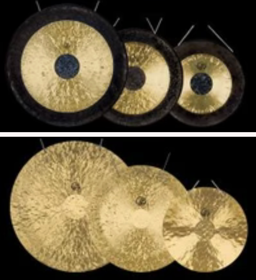 Sélection de Gong, 2 types au choix : 'Chao Gong' de Ø 30 à 90 cm et 'Wind Gong' de Ø 30 à 80 cm. Vendu avec maillet, parfait !
