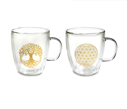 Tasses XL - 2 Modèles au choix : Motif de la Fleur de Vie ou Arbre de Vie - 0,400 L – 270 gr. - Vendu à l'unité ou par 2 !