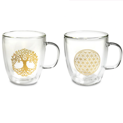 Tasses XL - 2 Modèles au choix : Motif de la Fleur de Vie ou Arbre de Vie - 0,400 L – 270 gr. - Vendu à l'unité ou par 2 !