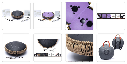 Handpan/ / Tongue drum à 14 languettes/ 14 notes, 36 cm, fait en acier. 2 couleurs au choix : violet ou noir !