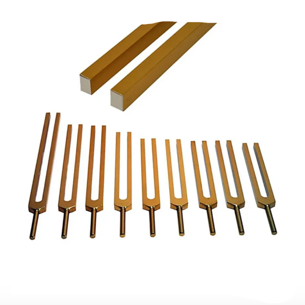 Set Diapasons Solfège Sacrés 9 pièces non pondérés, en aluminium anodisé finition 'Or'