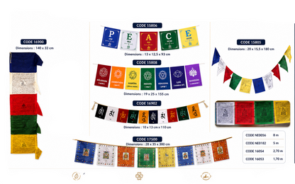 Selection of Buddhist/Tibetan prayer flags - Sold individually, 10 models to choose from ranging from 93 cm to 8 m!