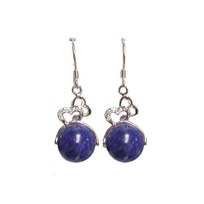 Boucles d'oreilles en améthyste ou lapis lazuli sur Argent 0.925, perle de 8mm avec fantaisies, qualité AA à AAA. Parfait !