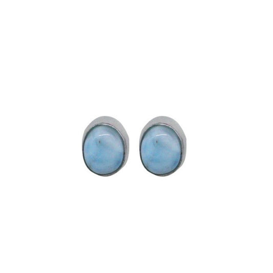 Puces/ Clous/ Boucles d'oreilles en 'Larimar' de république Dominicaine, qualité AA à AAA. Finition Argent 0.925, parfait !