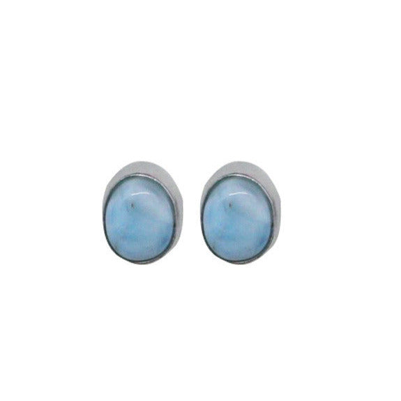 Puces/ Clous/ Boucles d'oreilles en 'Larimar' de république Dominicaine, qualité AA à AAA. Finition Argent 0.925, parfait !