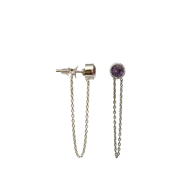 Puces/ Clous/ Boucles d'oreilles avec chaînettes. Finition Argent 0.925, en améthyste, labradorite, lapis lazuli, pierre de lune !