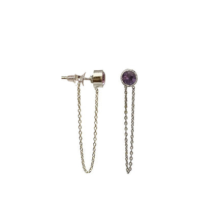 Puces/ Clous/ Boucles d'oreilles avec chaînettes. Finition Argent 0.925, en améthyste, labradorite, lapis lazuli, pierre de lune !