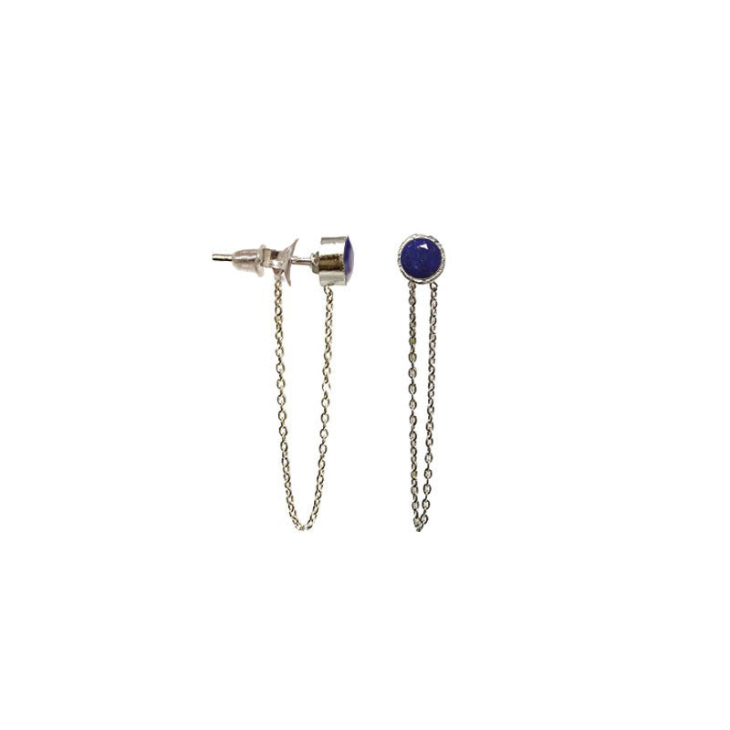 Puces/ Clous/ Boucles d'oreilles avec chaînettes. Finition Argent 0.925, en améthyste, labradorite, lapis lazuli, pierre de lune !