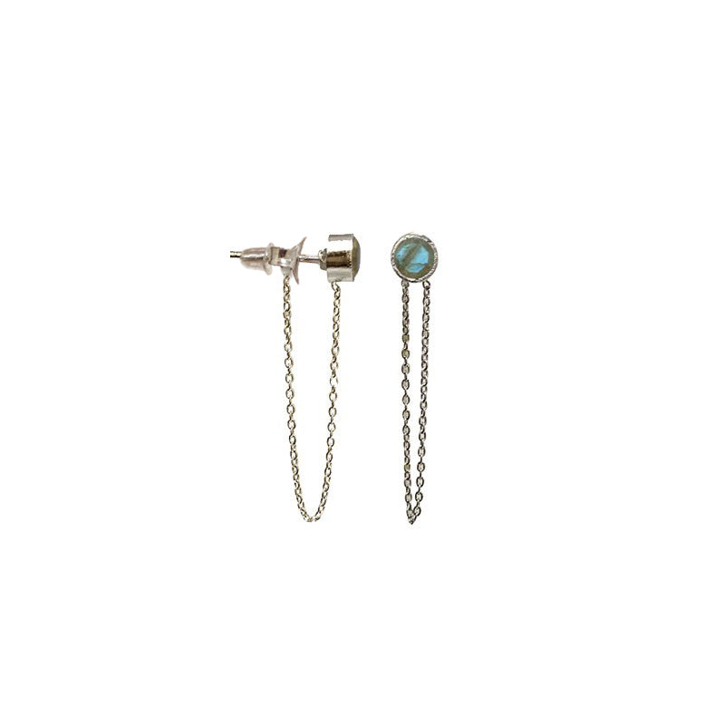 Puces/ Clous/ Boucles d'oreilles avec chaînettes. Finition Argent 0.925, en améthyste, labradorite, lapis lazuli, pierre de lune !