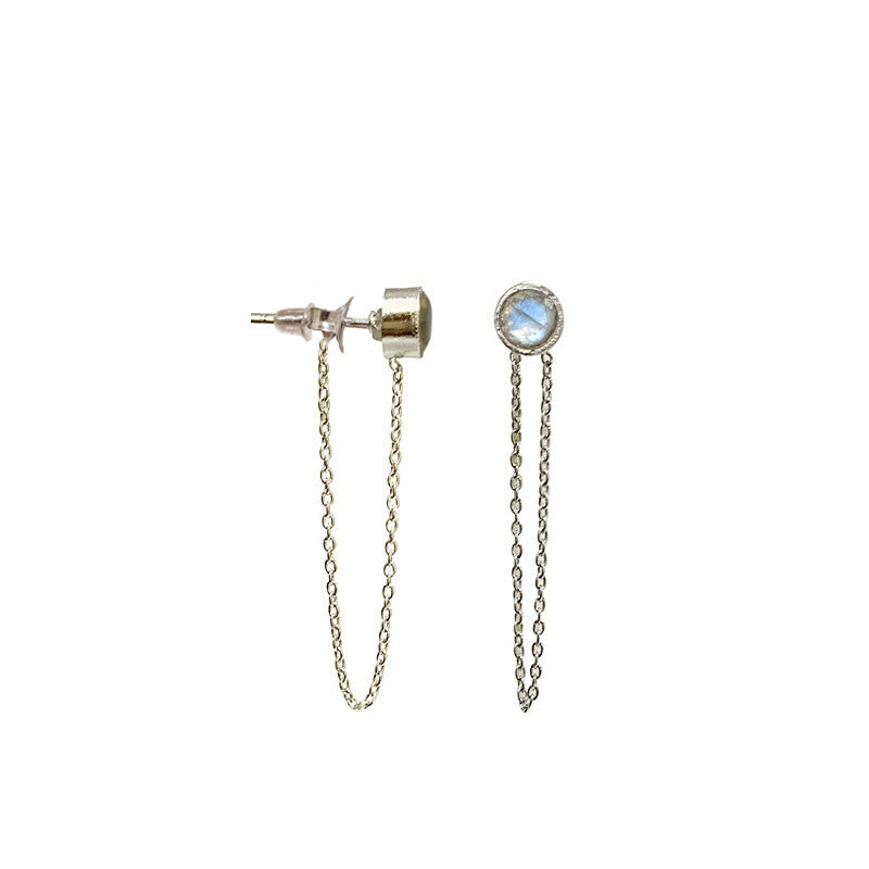 Puces/ Clous/ Boucles d'oreilles avec chaînettes. Finition Argent 0.925, en améthyste, labradorite, lapis lazuli, pierre de lune !