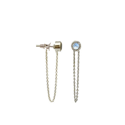 Puces/ Clous/ Boucles d'oreilles avec chaînettes. Finition Argent 0.925, en améthyste, labradorite, lapis lazuli, pierre de lune !