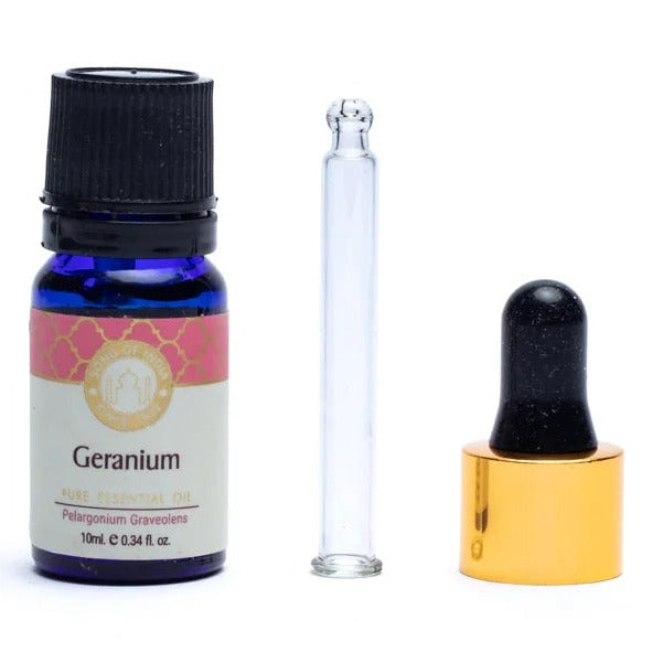 Huile essentielle pure de Géranium, flacon avec pipette en verre - De la marque Song of India