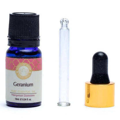 Huile essentielle pure de Géranium, flacon avec pipette en verre - De la marque Song of India