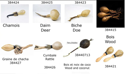 Sélection de hochets/ Maracas de 25 à 40cm, en bois et peau de chèvre avec graines  ou cymbales. Parfait pour rituels, collection, concerts !.jpg.webp