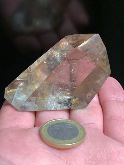 Cristal de roche fumé/ Quartz fumé, tête de pointe - 70 x 45 x 27 mm - 101,5 gr.