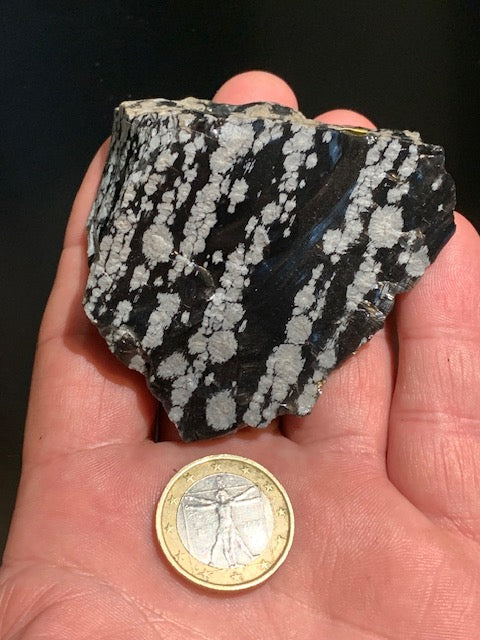 Obsidienne Neige / Flocon de neige - Pièce brute - 107,5 grammes - 67 x 58 x 33 millimètres