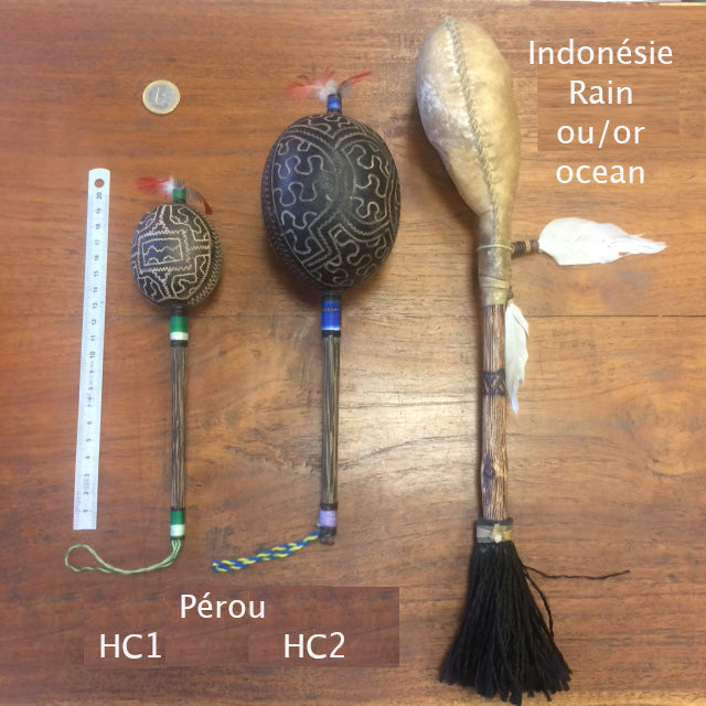 Sélection de hochets chamaniques – Pérou ou Indonésie, plusieurs tailles et sons, parfaits pour rituels, méditation et musique !