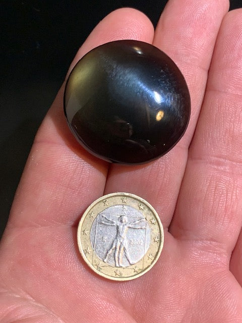 Obsidienne noire - Galet rond - 35 mm de diamètre x 12 - 17 gr.