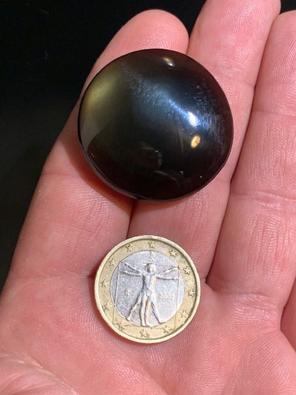 Obsidienne noire - Galet rond - 35 mm de diamètre x 12 - 17 gr.