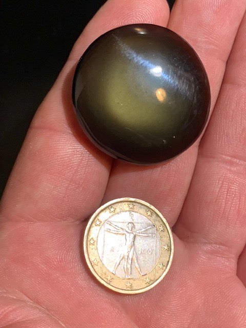 Obsidienne noire - Galet rond - 35 mm de diamètre x 12 - 17 gr.