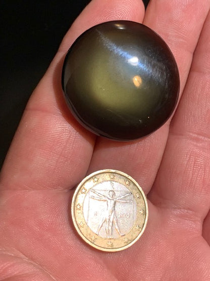 Obsidienne noire - Galet rond - 35 mm de diamètre x 12 - 17 gr.