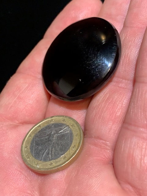 Obsidienne noire - Galet rond - 35 mm de diamètre x 12 - 17 gr.
