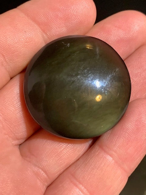 Obsidienne noire - Galet rond - 38 mm de diamètre x 15 - 24,4 gr.